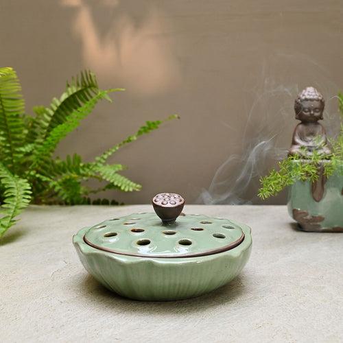 Lotus Pod Incense Burner Green