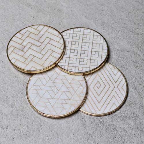 Marble & Brass Coasters - Set of 4
