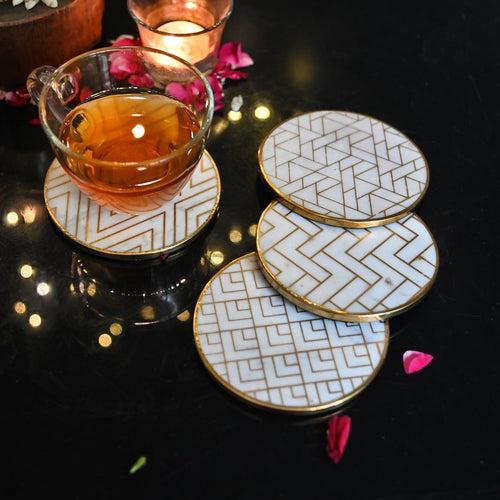 Marble & Brass Coasters - Set of 4