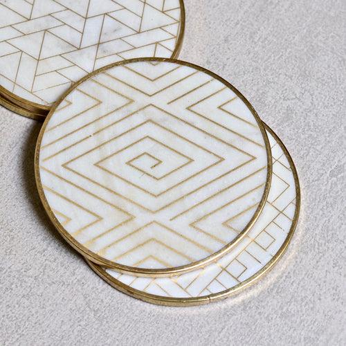 Marble & Brass Coasters - Set of 4