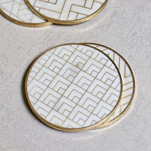 Marble & Brass Coasters - Set of 4