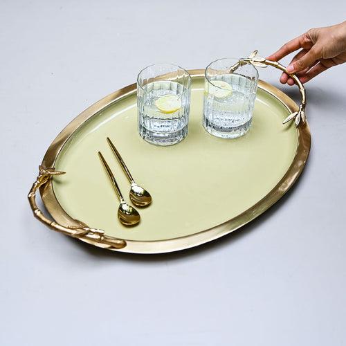 Oval Tray Gold & Green