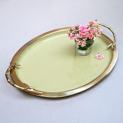 Oval Tray Gold & Green