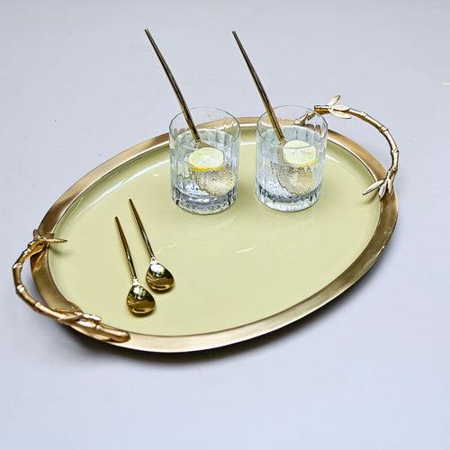 Oval Tray Gold & Green