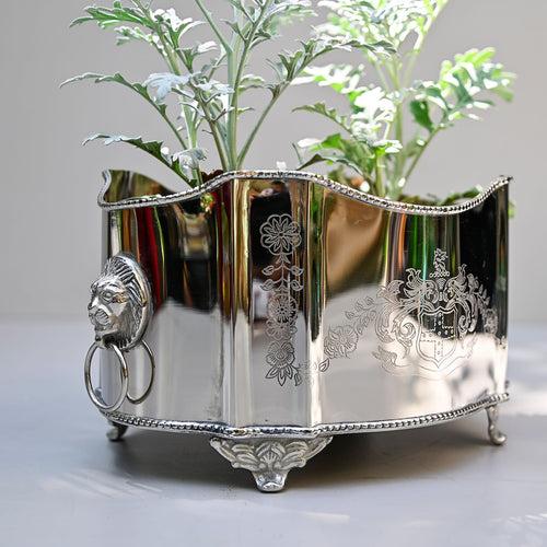 Silver Brass Planter Jardinière