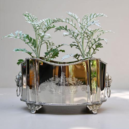 Silver Brass Planter Jardinière