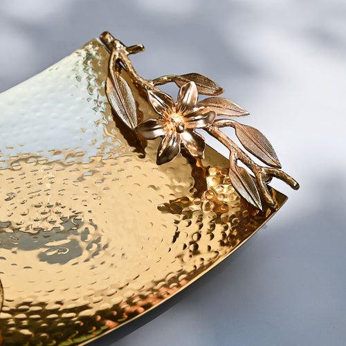 Square Floral Platter Gold