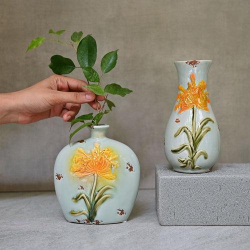 Sunflower Ceramic Vase Pair