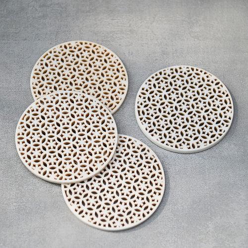 White Cutwork Coasters - Set of 4