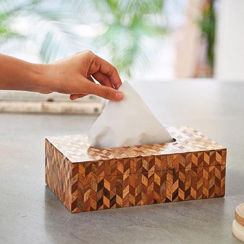 Wooden Tissue Box With Inlay