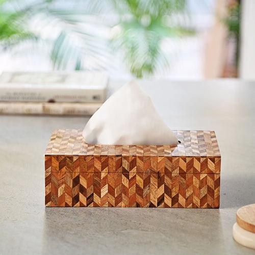 Wooden Tissue Box With Inlay