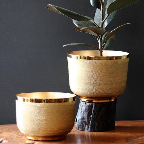 Brass Ridged Planter