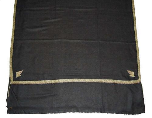 Kashmir Pashmina "Cashmere" Embroidered Shawl Black, Multicolor #PDR-001