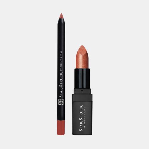 Bronze Beauty - 2Pcs Lip Kit, Lipstick & Lipliner Kit - Shimmer Brown