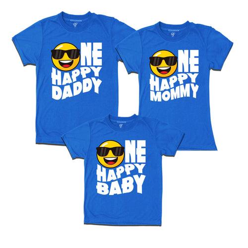 ONE HAPPY DADDY MOMMY BABY SMILEY FAMILY T SHIRTS