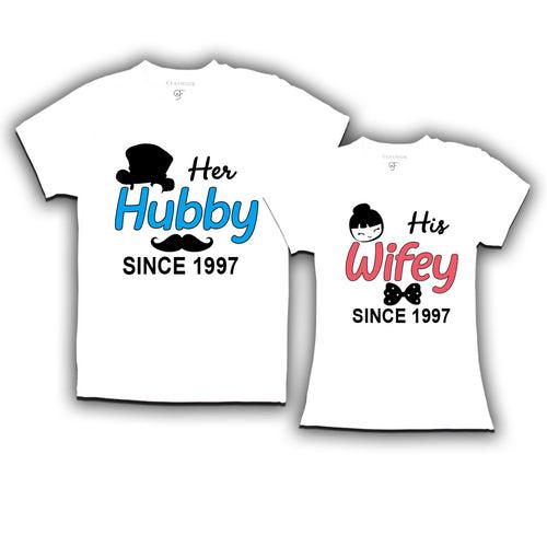 Her Hubby His Wifey since 1997 t shirts for couples