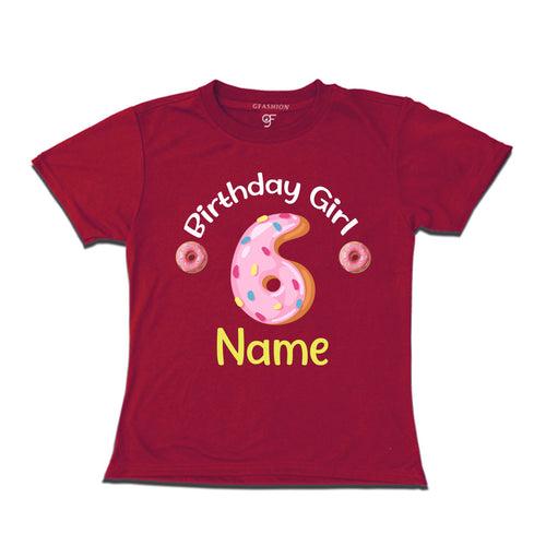 Donut Birthday girl t shirts with name customized for 6th birthday