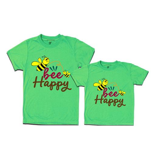 Bee happy dad son teeshirts