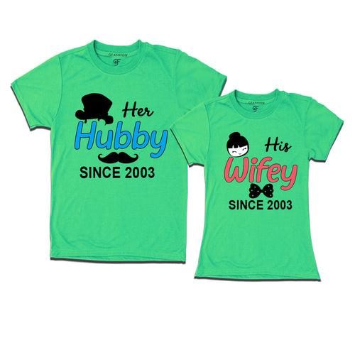 Her Hubby His Wifey since 2003 t shirts for couples