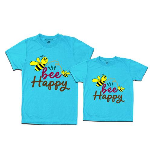 Bee happy dad son teeshirts