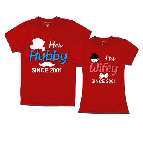 Her Hubby His Wifey since 2001 t shirts for couples