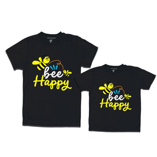 Bee happy dad son teeshirts