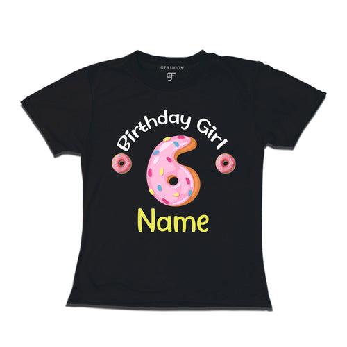 Donut Birthday girl t shirts with name customized for 6th birthday