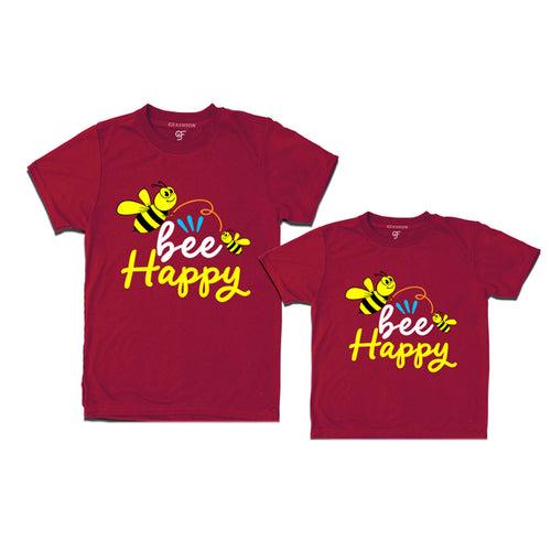 Bee happy dad son teeshirts