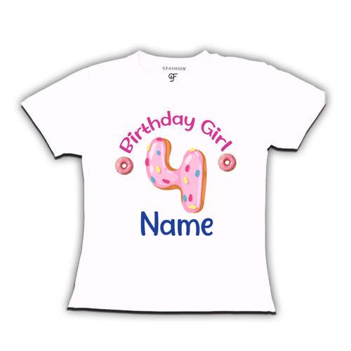 Donut Birthday girl t shirts with name customized for 4th birthday