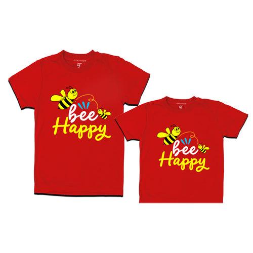 Bee happy dad son teeshirts