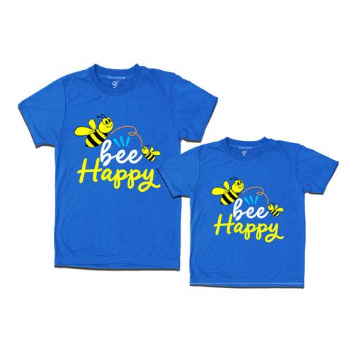 Bee happy dad son teeshirts