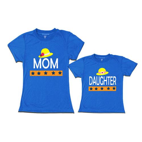 MOM DAUGHTER HAPPY FAMILY WITH HATS PRINT MATCHING FAMILY T SHIRTS