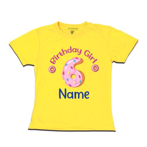 Donut Birthday girl t shirts with name customized for 6th birthday