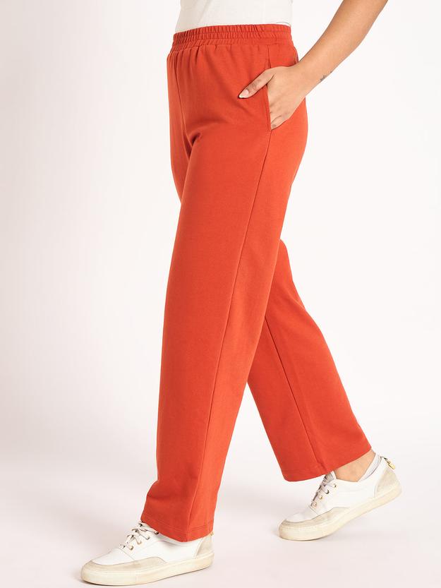 Rust Straight Fit Terry Track Pants