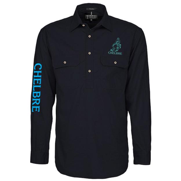 Chelbre Mens Pilbara Closed Front Shirt Black