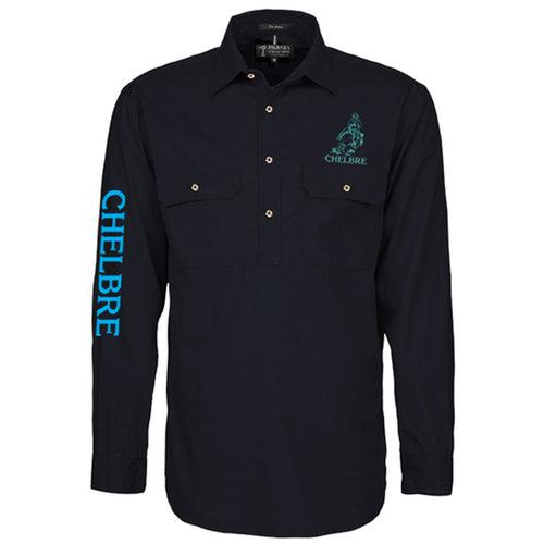 Chelbre Mens Pilbara Closed Front Shirt Black