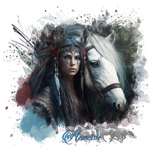 Digital Download Sublimation/DTF Indian Warrior Horse design IND02