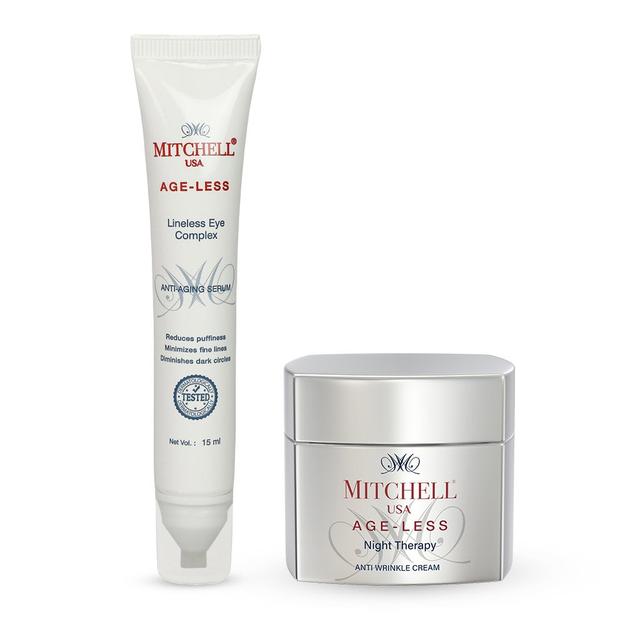 Mitchell USA Age-Less Night Therapy Anti Wrinkle cream and Lineless Eye Complex Serum Rakhi Gift pack (50g + 15ml)