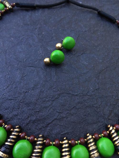 Green gem Terracotta jewellery set