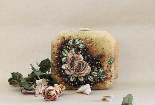 Vintage Gold Rose Clutch