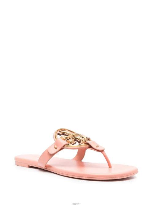 TORY BURCH METAL MILLER SOFT SLIDES IN PINK