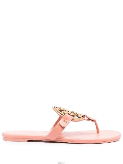 TORY BURCH METAL MILLER SOFT SLIDES IN PINK