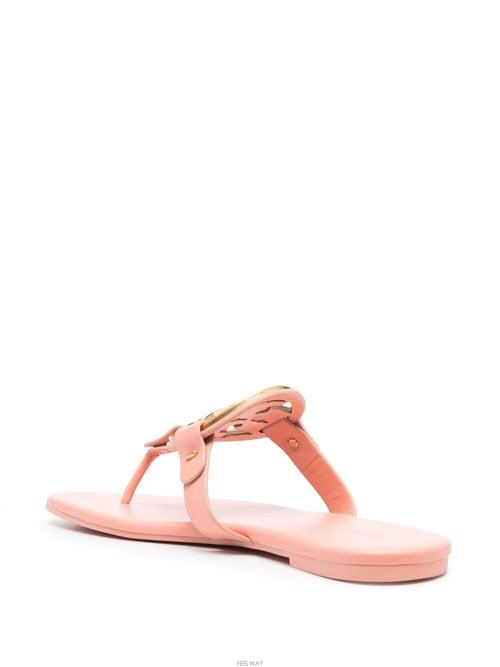 TORY BURCH METAL MILLER SOFT SLIDES IN PINK