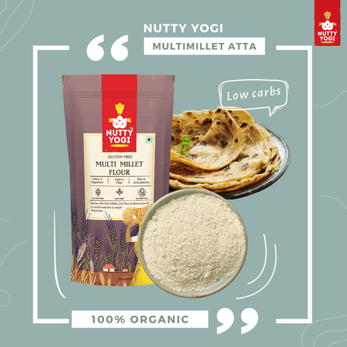 Nutty Yogi Multi Millet Flour l Gluten Free l Grain-Free, l Amaranth, Bajra, Foxtail Millet, Sorghum, Ragi l Diet Food For Weight Loss l Mix in Atta to make it Multigrain atta 400gm