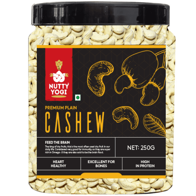 Nutty Yogi Cashew 250GM Jar| Whole Crunchy Cashew | Premium Kaju nuts Dry Fruit | Nutritious & Delicious | Gluten Free & Plant based Protein