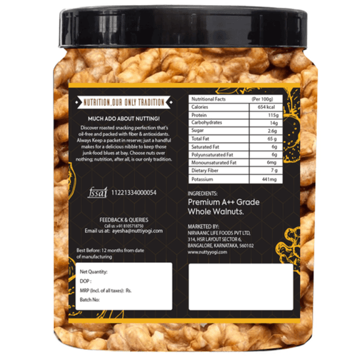 Nutty Yogi Walnuts Jar 200g| Premium Akrot Giri | Rich in Protein & Iron | Low Calorie Nut | 0g Trans Fat & Cholesterol Free