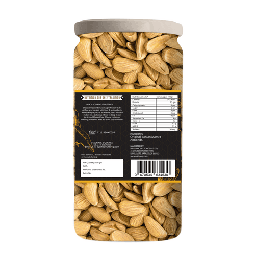 Nutty Yogi Mamra Almonds 100GM jar | No Additives | Gluten Free | Vegan | Non GMO | Nuts | Dry Fruits