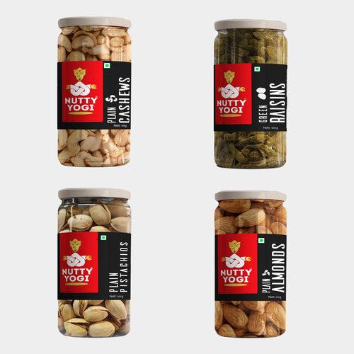 Nutty Yogi Festive Nuts Combo (Cashew, Almonds, Pistachios, Green Raisins) 100g each