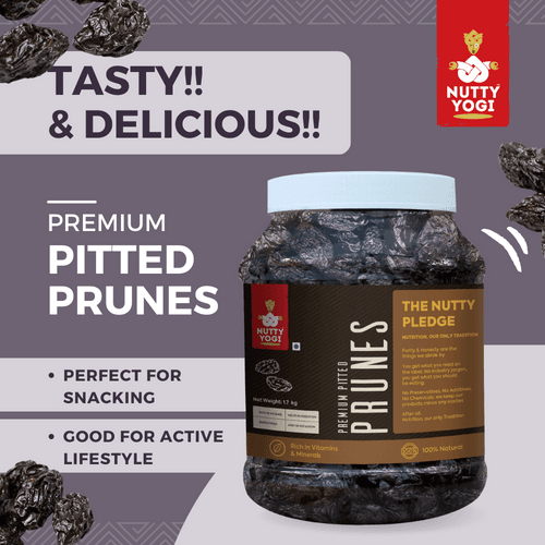 Nutty Yogi Prunes 1.7kgs jar | Dried Premium Pitted California Prunes Health Snack