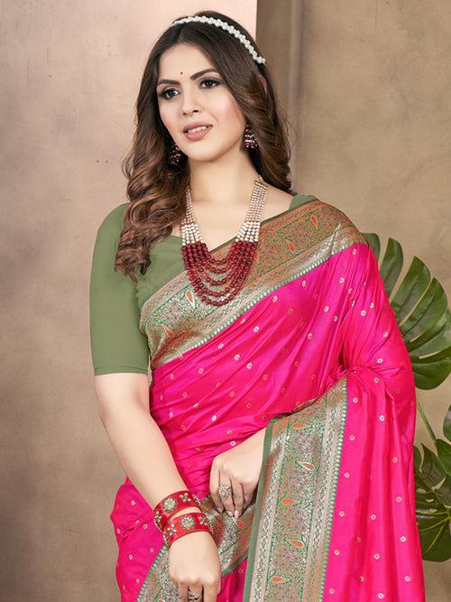 Light Pink Silk Saree With Blouse Piece